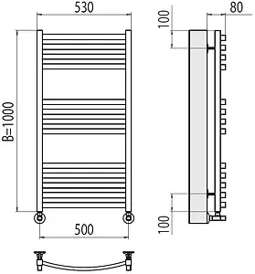 Полотенцесушитель водяной лесенка Terminus Палермо П13 500х1000 полированная сталь 4670078530769, 2
