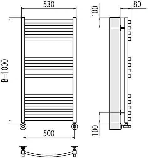 Полотенцесушитель водяной лесенка Terminus Палермо П13 500х1000 полированная сталь 4670078530769