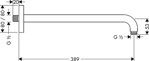 Держатель верхнего душа на стену Hansgrohe хром 27413000