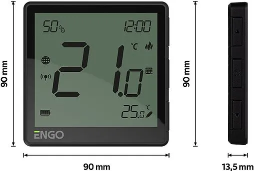 Беспроводной комнатный терморегулятор ZigBee ENGO черный EONE-BATB