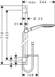 Душевая стойка Hansgrohe Raindance Select E 150 3jet 65см хром/белый 27856400 Душевая стойка Hansgrohe Raindance Select E 150 3jet 65см хром/белый 27856400, 2