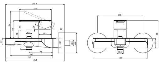 Смеситель для ванны Villeroy&amp;Boch Architectura хром TVT10300200061