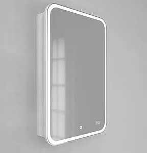 Шкаф-зеркало Jorno Bosko 50 с подсветкой и часами белый Bos.03.50/W, 3