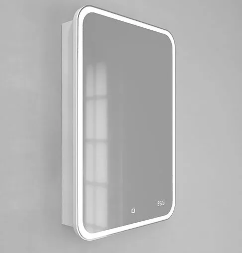 Шкаф-зеркало Jorno Bosko 50 R с подсветкой и часами белый Bos.03.50/W