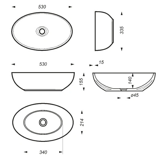 Раковина Sanita Luxe Ringo 53 белый WB.CT/Ringo/53-N/WHT.G/S1