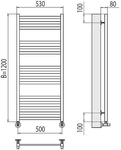 Полотенцесушитель водяной лесенка Terminus Грета П15 500х1200 полированная сталь 4670078530592