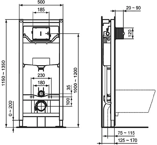 Комплект инсталляций Ideal Standard Prosys FRAME M RR676767 Комплект инсталляций Ideal Standard Prosys FRAME M RR676767