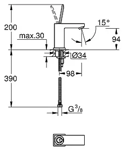 Смеситель для раковины Grohe Eurocube Joy хром 23656000, 2