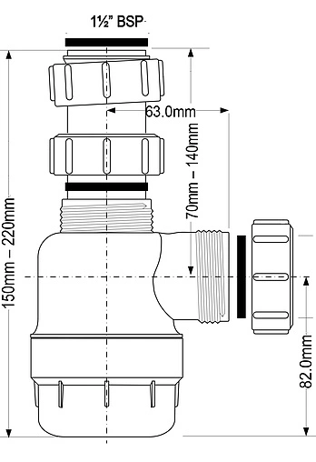 Сифон бутылочный для мойки Mc Alpine MRSK2-NW Сифон бутылочный для мойки Mc Alpine MRSK2-NW