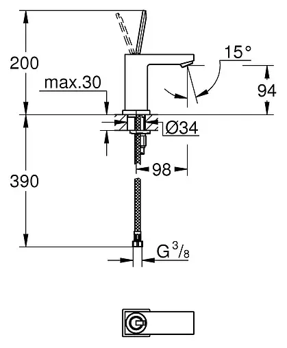 Смеситель для раковины Grohe Eurocube Joy хром 23656000