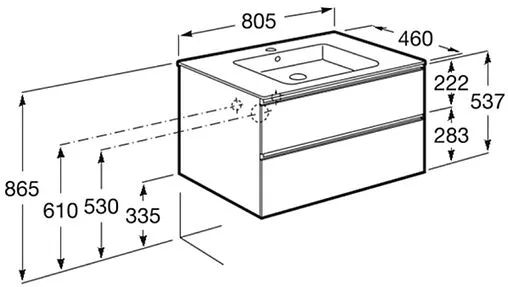 Тумба под умывальник подвесная Roca The Gap 80 городской дуб A857399402