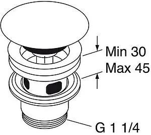 Выпуск без перекрытия для раковины без перелива Villeroy&Boch альпийский белый 68080001 Выпуск без перекрытия для раковины без перелива Villeroy&Boch альпийский белый 68080001, 2