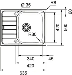 Мойка кухонная Franke Spark SKN 611-63 нержавеющая сталь 101.0605.605 Мойка кухонная Franke Spark SKN 611-63 нержавеющая сталь 101.0605.605, 2