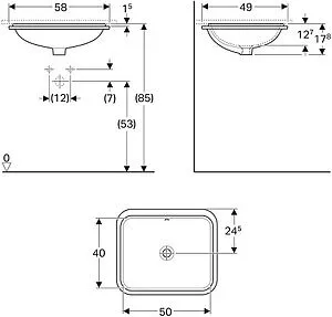 Раковина Geberit VariForm 58 белый 500.764.01.2 Раковина Geberit VariForm 58 белый 500.764.01.2, 3