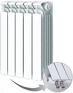 Радиатор биметаллический 5 секций нижнее левое подключение Rifar Base Ventil 500 RBVL50005 Радиатор биметаллический 5 секций нижнее левое подключение Rifar Base Ventil 500 RBVL50005, 1