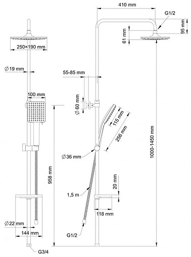 Душевая система без смесителя Swedbe Calypso хром 5076