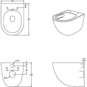 Унитаз подвесной безободковый Aquanet EcoVortex Tornado белый 00348039, 2