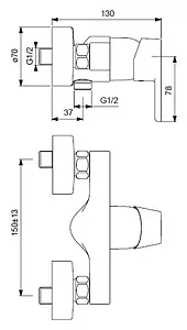 Смеситель для душа Ideal Standard Vito хром B0411AA Смеситель для душа Ideal Standard Vito хром B0411AA, 2
