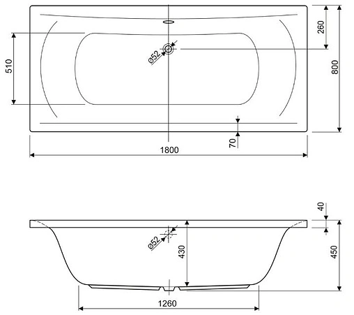 Ванна акриловая Cezares Arena 180x80