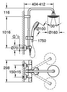 Душевая система с термостатом для душа Grohe Tempesta New Cosmopolitan 160 хром 27922000 Душевая система с термостатом для душа Grohe Tempesta New Cosmopolitan 160 хром 27922000, 2