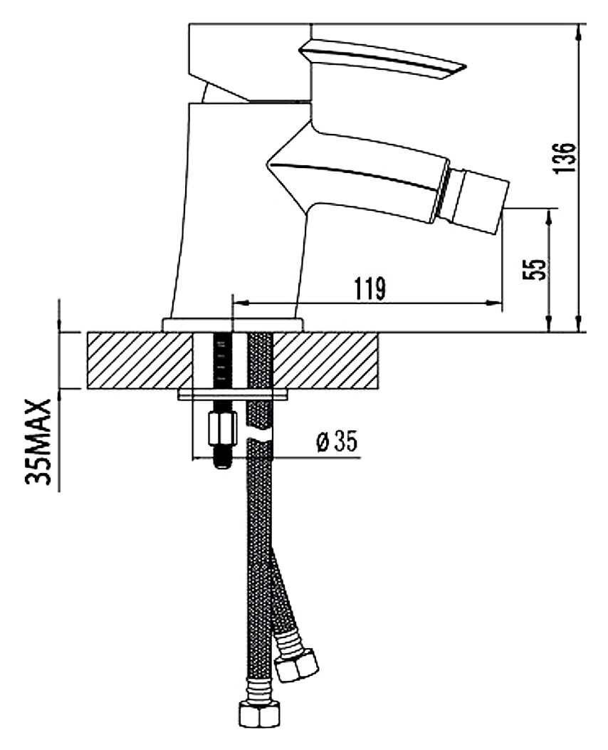 Смеситель для биде Lemark Atlantiss хром LM3208C Смеситель для биде Lemark Atlantiss хром LM3208C