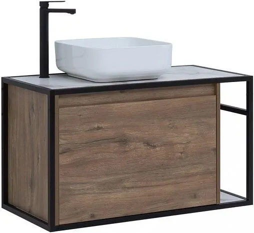 Тумба под умывальник подвесная Aquanet Nova Lite LOFT 90 L дуб рустикальный 00261660