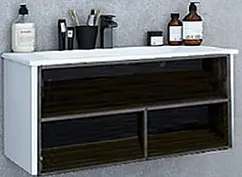 Тумба-умывальник подвесная Aquaton Брук 100 (открытый) дуб феррара/белый