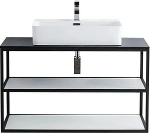 Консоль с умывальником подвесная Cezares Cadro 90 чёрный CADRO-90/46/58-2C-SO-MET-ST+ Консоль с умывальником подвесная Cezares Cadro 90 чёрный CADRO-90/46/58-2C-SO-MET-ST+, 1