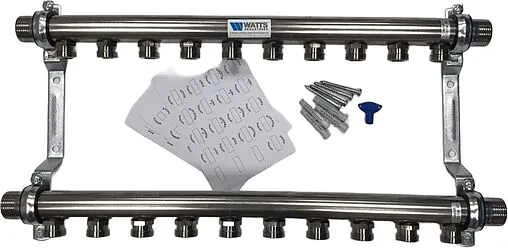 Группа коллекторная распределительная 10 отводов 1&quot;н/н x ¾&quot;ек Watts HLV2000 VA 10080782
