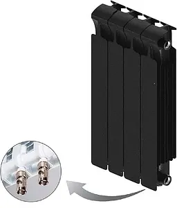 Радиатор биметаллический 4 секции нижнее правое подключение Rifar Monolit Ventil 500 черный RMVRF50004 ant Радиатор биметаллический 4 секции нижнее правое подключение Rifar Monolit Ventil 500 черный RMVRF50004 ant, 1