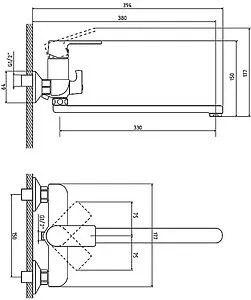 Смеситель для ванны с длинным изливом Osgard Dalalven хром 83223, 2