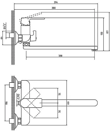 Смеситель для ванны с длинным изливом Osgard Dalalven хром 83223