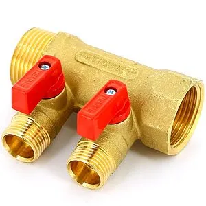 Коллектор запорный проходной 2 отвода 1"в/н x ½"к Tiemme NINO 1820006 Коллектор запорный проходной 2 отвода 1"в/н x ½"к Tiemme NINO 1820006, 2