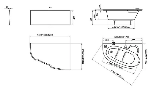 Ванна акриловая Ravak ASYMMETRIC 150X100 L C441000000 Ванна акриловая Ravak ASYMMETRIC 150X100 L C441000000