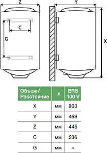 Водонагреватель накопительный электрический Thermex Champion ERS 100 V Silverheat 111037, 2