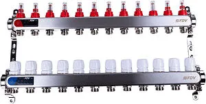 Группа коллекторная с расходомерами 12 отводов 1&quot;в/в x ¾&quot;ек FDV S1101A-1/12, 1