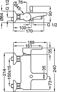 Смеситель для ванны Cezares Dolce хром DOLCE-VM2-01-Cr, 2