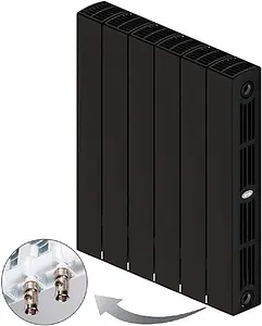 Радиатор биметаллический 6 секций нижнее правое подключение Rifar Supremo Ventil 500 черный RSVRP50006 ant, 1