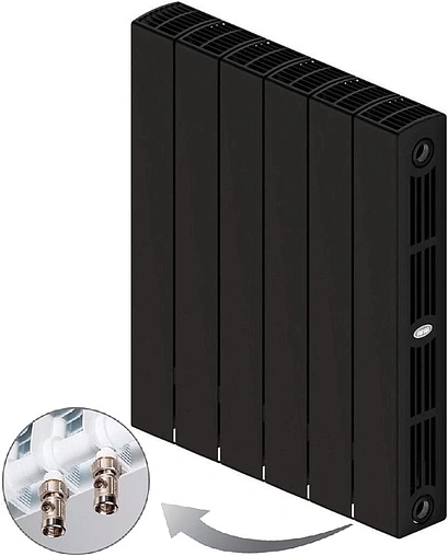 Радиатор биметаллический 6 секций нижнее правое подключение Rifar Supremo Ventil 500 черный RSVRP50006 ant