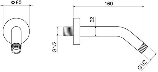 Держатель верхнего душа на стену Aquatek чёрный матовый AQ2173MB