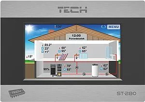 Проводной комнатный регулятор котла со связью RS TECH ST-280 черный/матовый хром WG.11.0334, 1