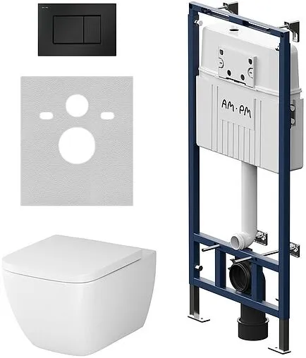 Комплект 6 в 1 Am.Pm Gem FlashClean IS100238.901701 с кнопкой черный матовый