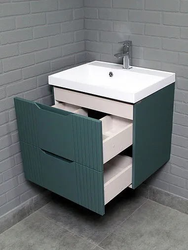 Тумба-умывальник подвесной Домино Garden 60 зеленый матовый DG2501T+4670142930044