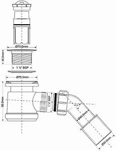 Сифон для душевого поддона Mc Alpine хром MRS2C, 2