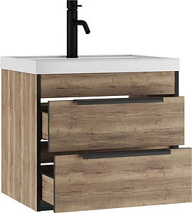 Тумба под умывальник подвесная Домино Bazis 60 дуб галифакс табак DA6102T, 4