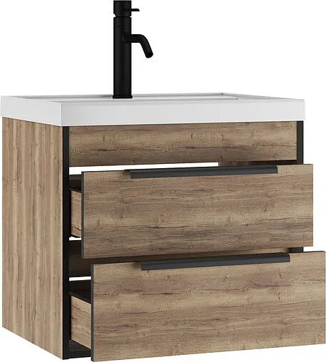 Тумба под умывальник подвесной Домино Bazis 60 дуб галифакс табак DA6102T