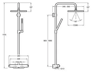 Душевая система с термостатом для душа Jacob Delafon Aparu хром E98769-CP Душевая система с термостатом для душа Jacob Delafon Aparu хром E98769-CP, 2