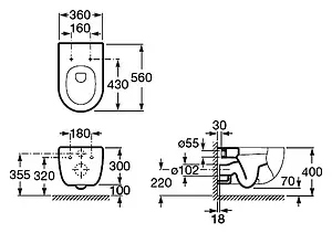Унитаз подвесной Roca Meridian белый 346247000 Унитаз подвесной Roca Meridian белый 346247000, 2