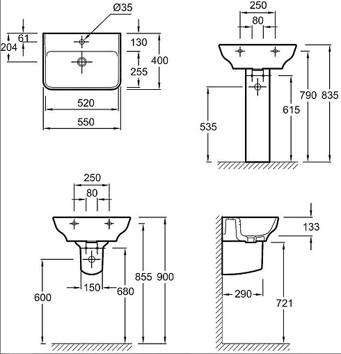 Раковина Jacob Delafon Struktura 55 белый EGE112-00