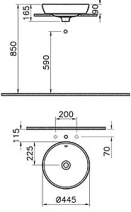 Раковина VitrA Metropole 45 белый 5940B003-0012 Раковина VitrA Metropole 45 белый 5940B003-0012, 2